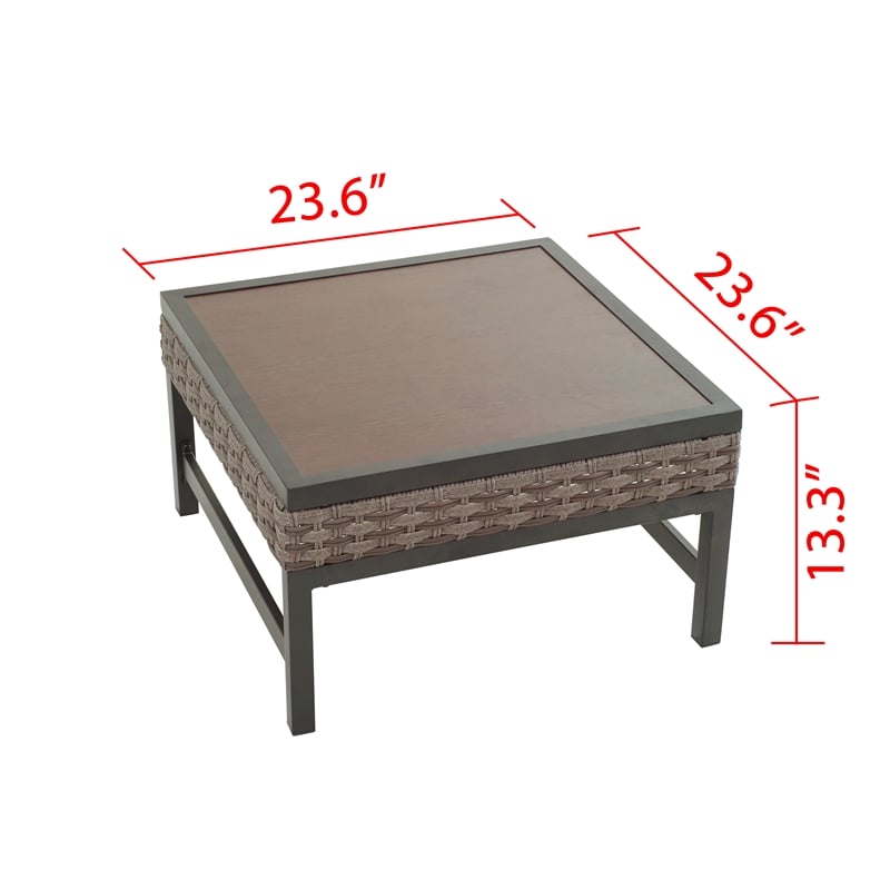 Patio Festival Right Angle Metal Outdoor Side Table in Brown/Black