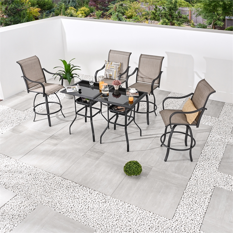 Patio Festival Metal 6-Piece Outdoor Dining Set in Black/Gray