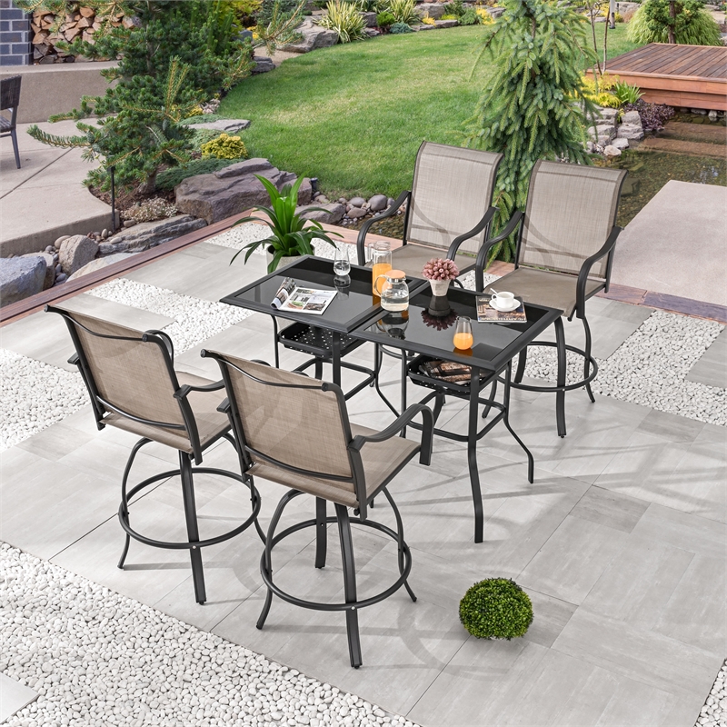 Patio Festival Metal 6-Piece Outdoor Dining Set in Black/Gray
