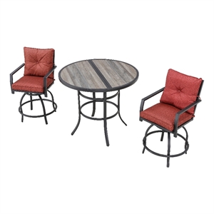 patio festival fabric 3-piece outdoor bistro set in red/black