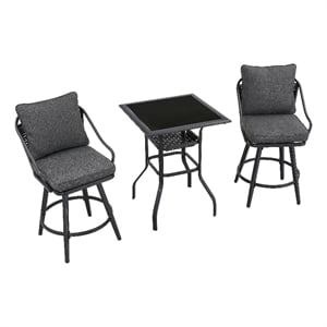 patio festival fabric 3-piece outdoor bistro set in gray/black