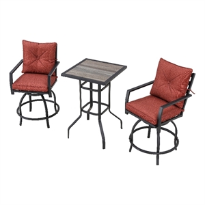 patio festival fabric 3-piece outdoor bistro set in red & black
