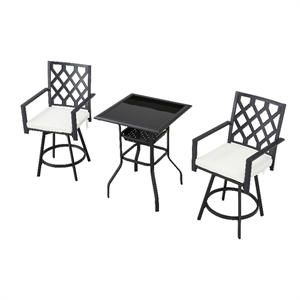 patio festival metal 3-piece outdoor bistro set in beige/black