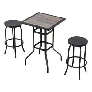 patio festival metal 3-piece outdoor bistro set in black/brown