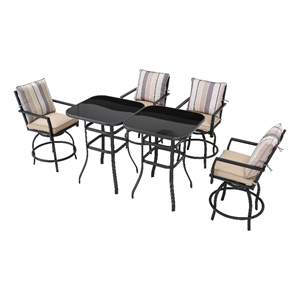patio festival fabric 6-piece outdoor bistro set in beige/black