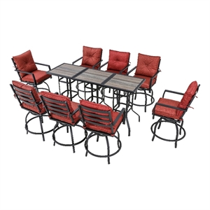 patio festival fabric 11-piece outdoor bistro set in red/black