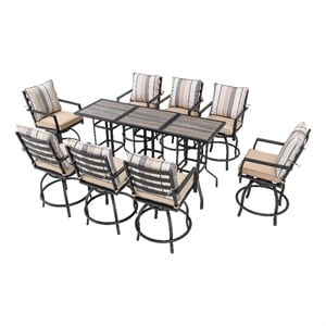 patio festival fabric 11-piece outdoor bistro set in beige/black