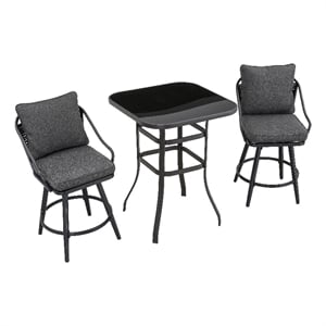 patio festival fabric 3-piece outdoor bistro set in gray & black