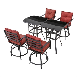 patio festival 6-piece outdoor bistro set in red/black