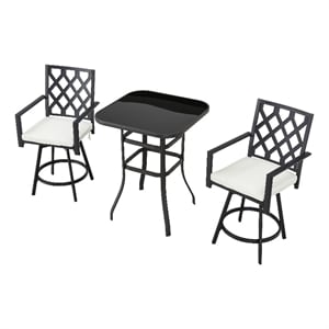 patio festival metal 3-piece outdoor bistro set in black/white