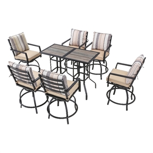 patio festival fabric 8-piece outdoor bistro set in beige & black