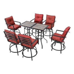 patio festival fabric 8-piece outdoor bistro set in red/black
