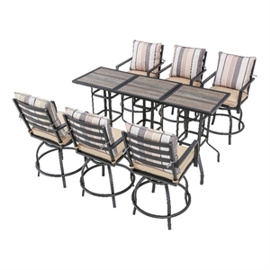 patio festival fabric 9-piece outdoor bistro set in beige/black