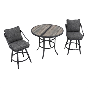 patio festival rattan 3-piece outdoor bistro set in gray finish