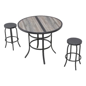 patio festival metal 3-piece outdoor bistro set in black finish