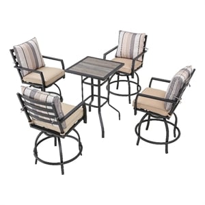 patio festival fabric 5-piece outdoor bistro set in beige/black