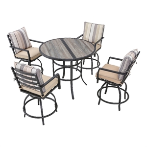 patio festival fabric 5-piece outdoor bistro set in beige finish