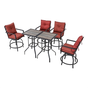 patio festival fabric 6-piece outdoor bistro set in red & black