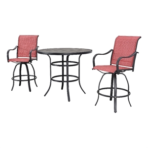 patio festival 3-piece outdoor fabric bistro dining set in red