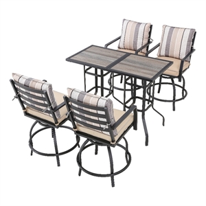 patio festival fabric 6-piece outdoor bistro set in beige & black
