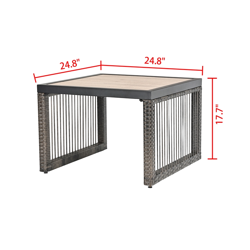 Patio Festival Outdoor Wicker / Rattan and Metal Side End Table in Gray