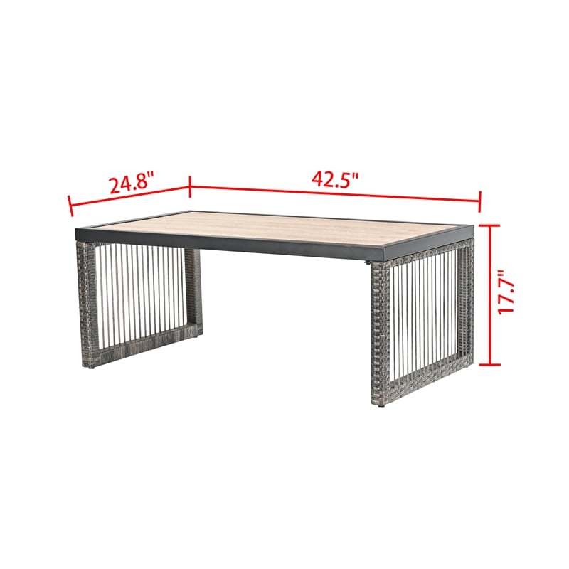 Patio Festival Outdoor Wicker / Rattan and Metal Coffee Table in Gray