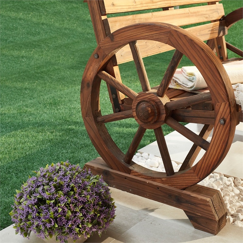 Patio Festival Outdoor Adirondack Solid Wood Bench in Natural Color