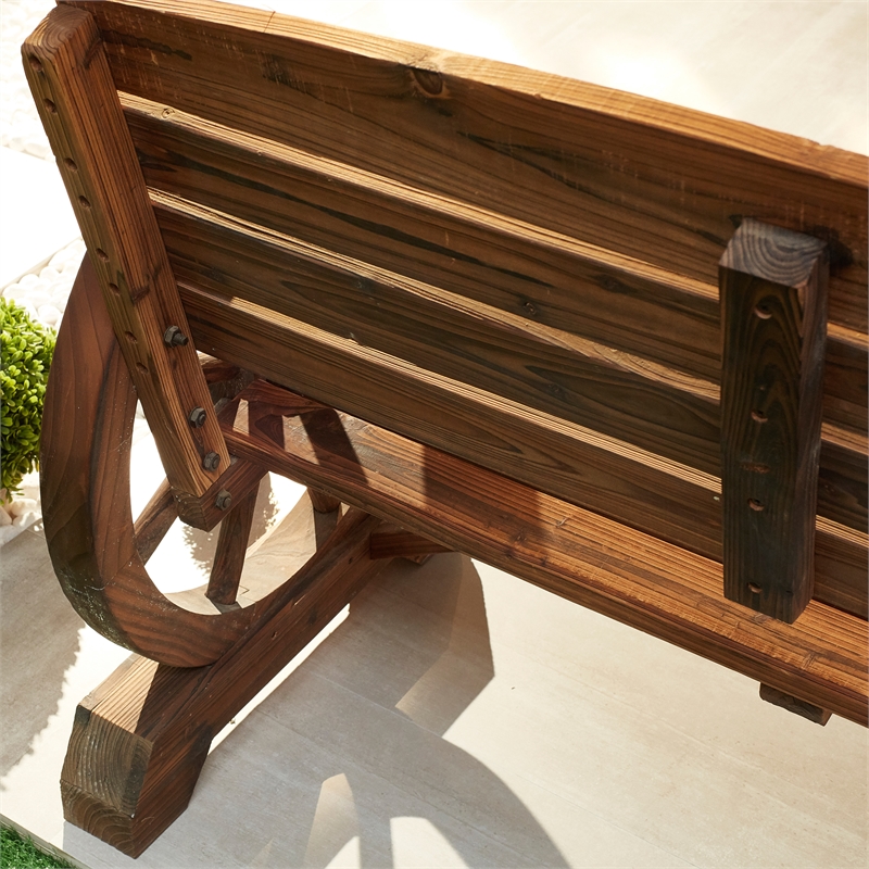 Patio Festival Outdoor Adirondack Solid Wood Bench in Natural Color