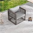 Patio Festival Traditional Wicker / Rattan Lounger Chair with Gray