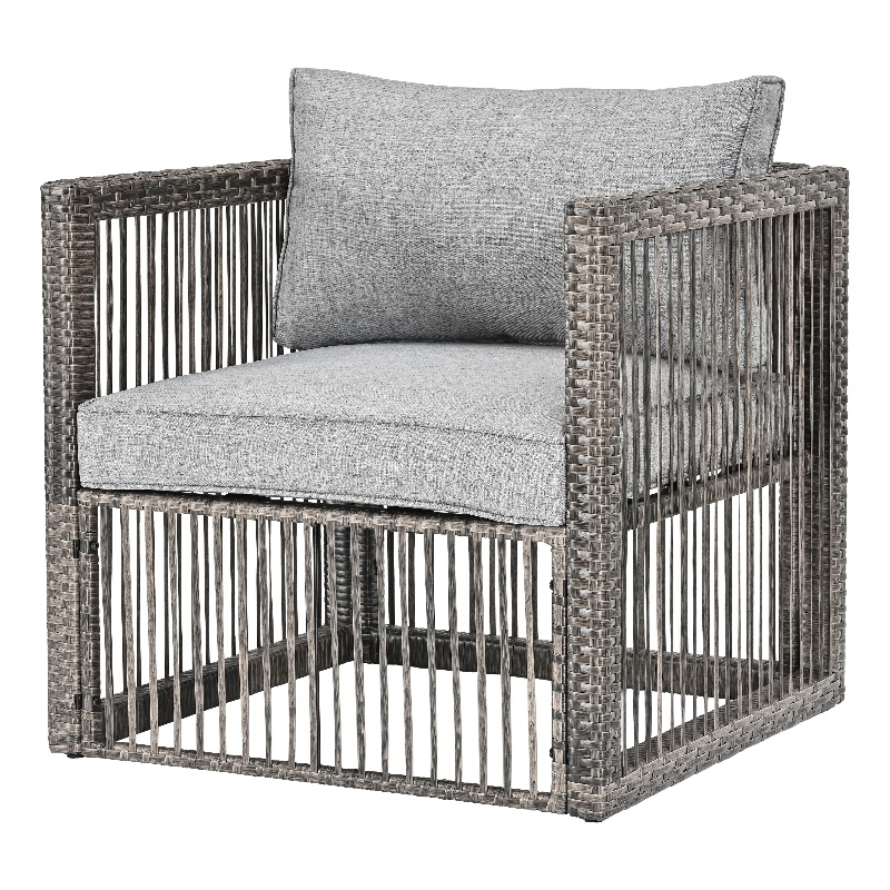 Patio Festival Traditional Wicker / Rattan Lounger Chair with Gray