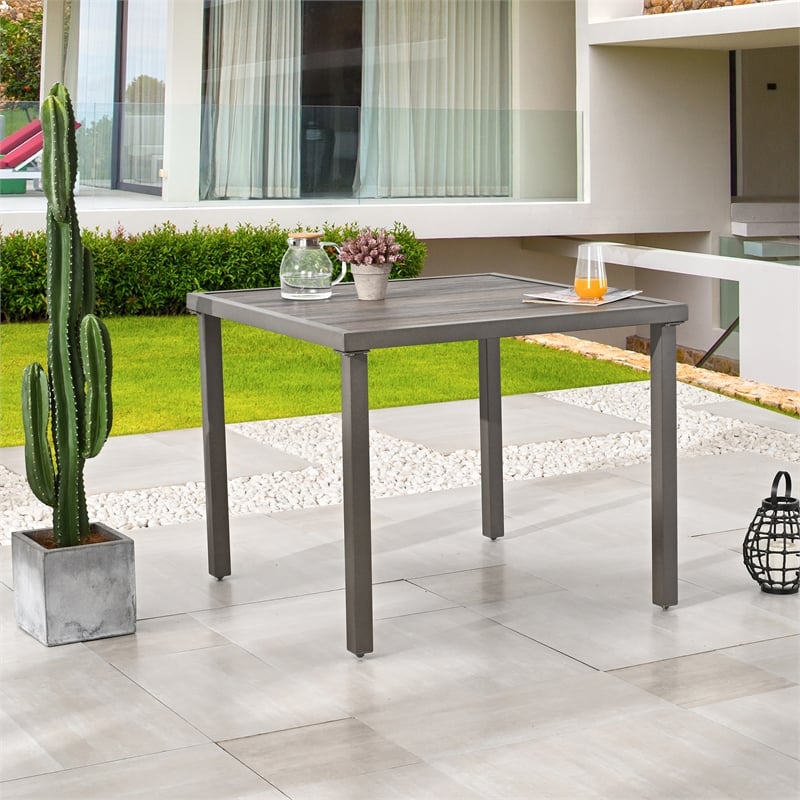 Patio Festival Square Gray Outdoor Metal Dining Table
