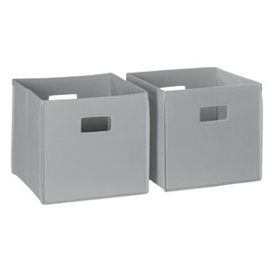 riverridge 2-piece traditional fabric folding storage bin set in gray
