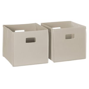 riverridge 2-piece traditional fabric folding storage bin set in taupe gray