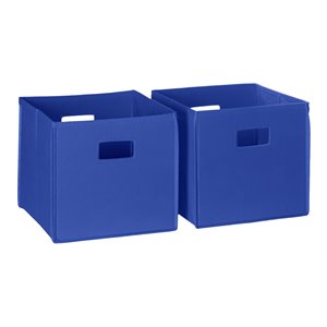 riverridge 2-piece traditional fabric folding storage bin set in blue