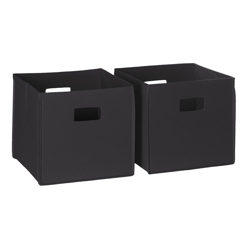 RiverRidge 2Piece Traditional Fabric Folding Storage Bin Set in Black