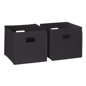 riverridge 2-piece traditional fabric folding storage bin set in black