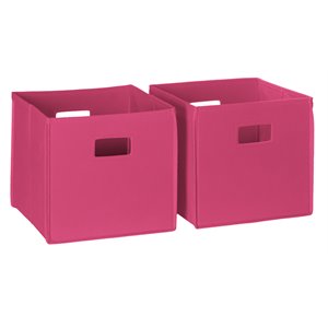 riverridge 2-piece traditional fabric folding storage bin set in hot pink