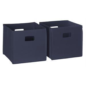 riverridge 2-piece traditional fabric folding storage bin set in navy
