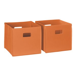riverridge 2-piece traditional fabric folding storage bin set in orange