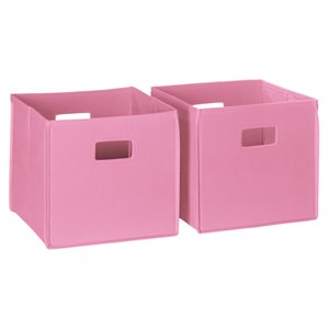 riverridge 2-piece traditional fabric folding storage bin set in pink