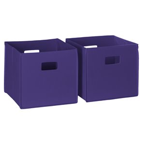riverridge 2-piece traditional fabric folding storage bin set in dark purple