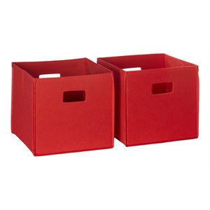 riverridge 2-piece traditional fabric folding storage bin set in red