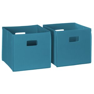 riverridge 2-piece traditional fabric folding storage bin set in turquoise