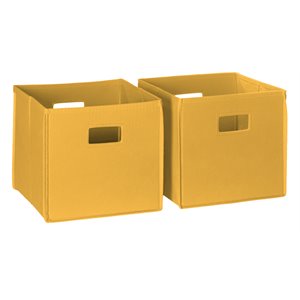 riverridge 2-piece traditional fabric folding storage bin set in golden yellow