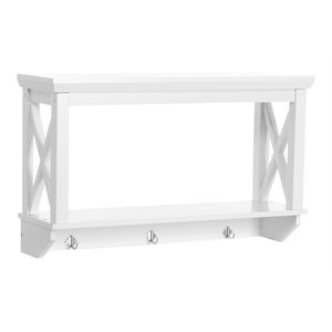 riverridge la crosse 3-hook contemporary wood wall shelf in white