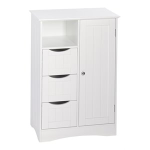 riverridge ashland wood floor cabinet with 1 door and 3 drawers in white