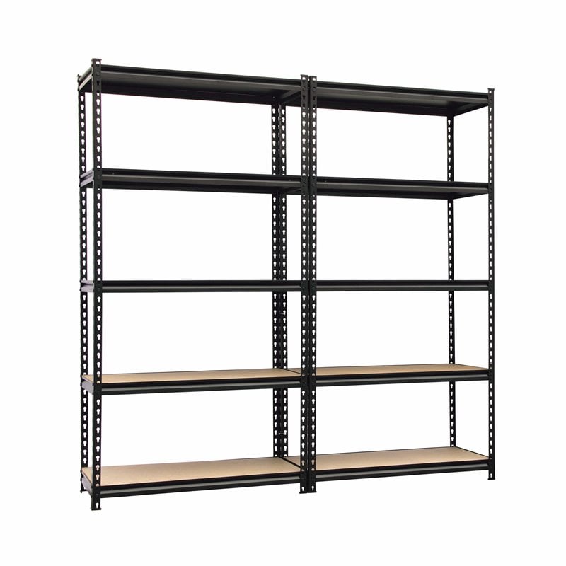 King's Rack 5-Tier Metal Boltless Storage Shelving in Black/Wooden