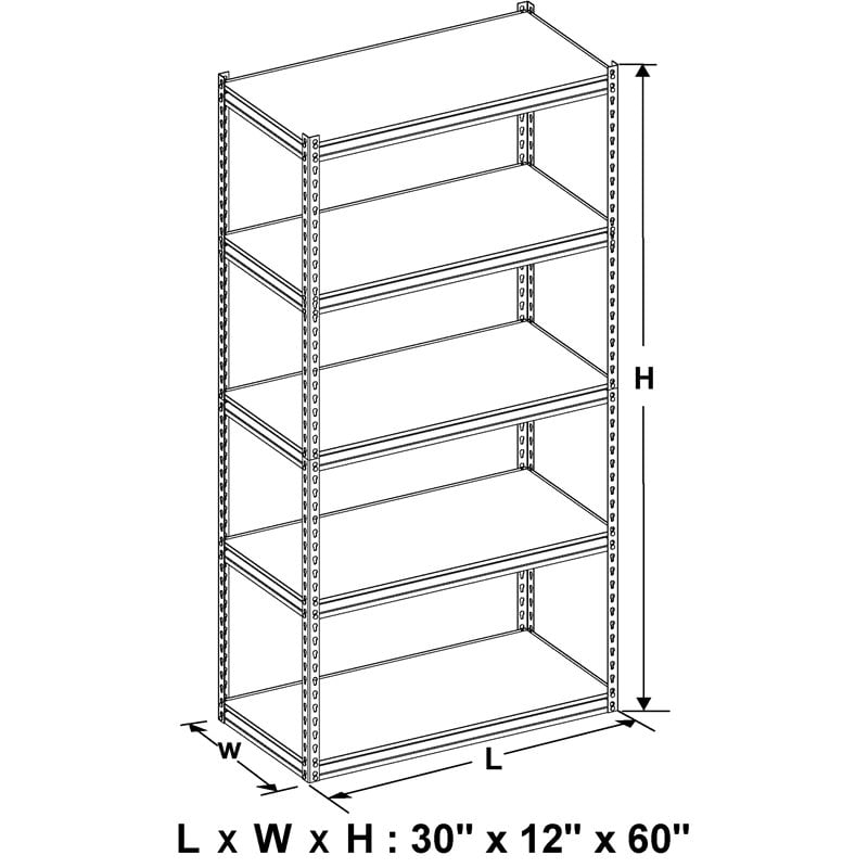 King's Rack 5-Tier Metal Boltless Storage Shelving in Black/Wooden
