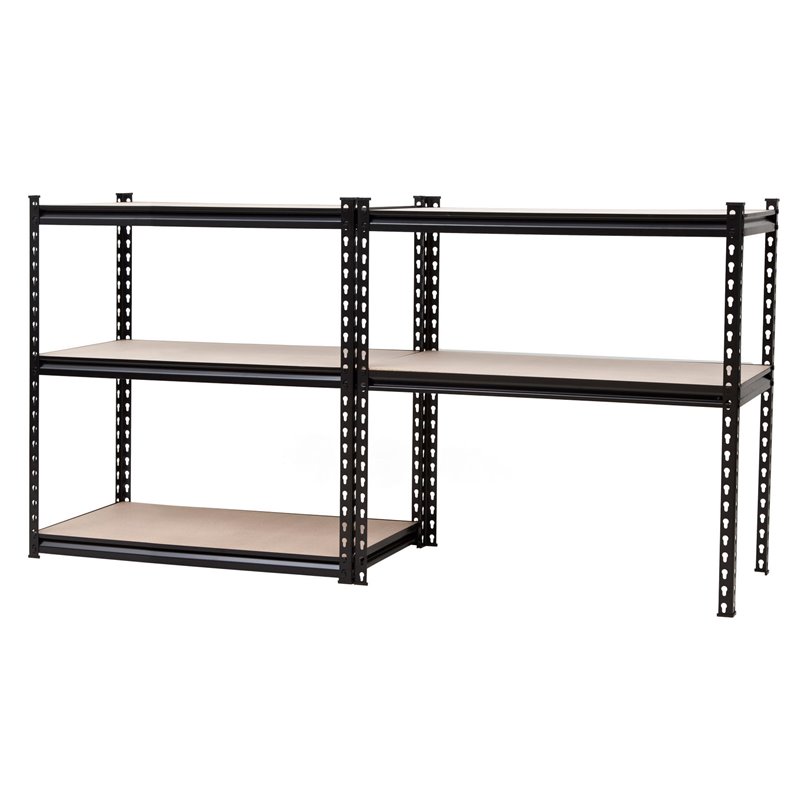 King's Rack 5-Tier Metal Boltless Storage Shelving in Black & Wooden
