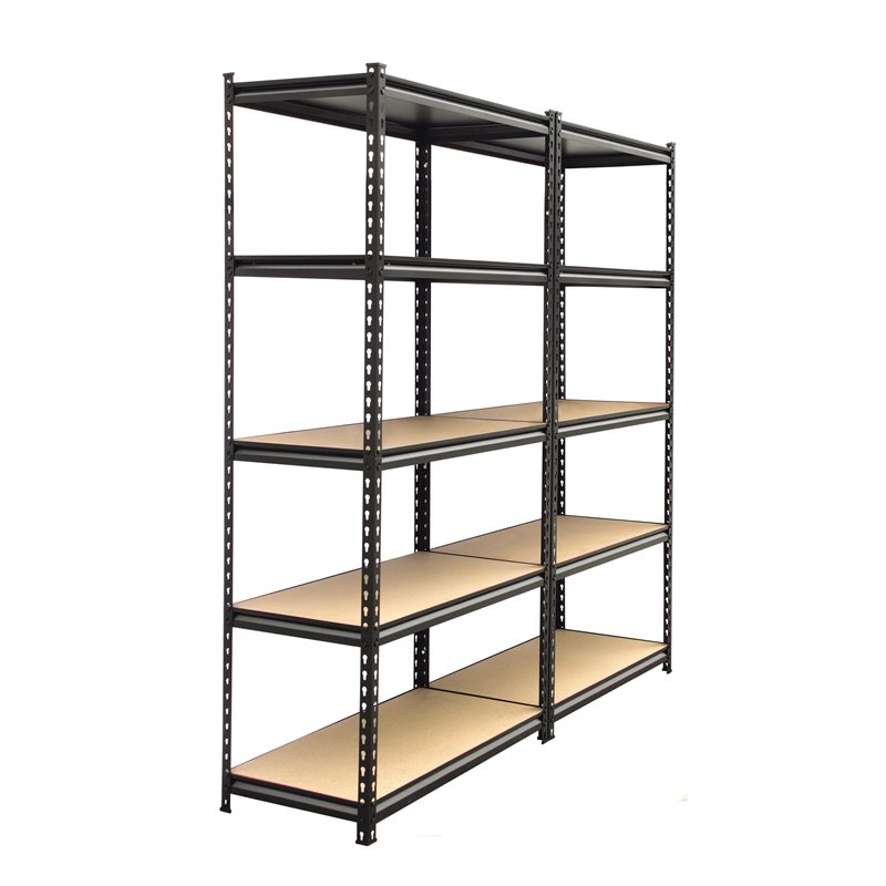 King's Rack 5-Tier Metal Boltless Storage Shelving in Black & Wooden